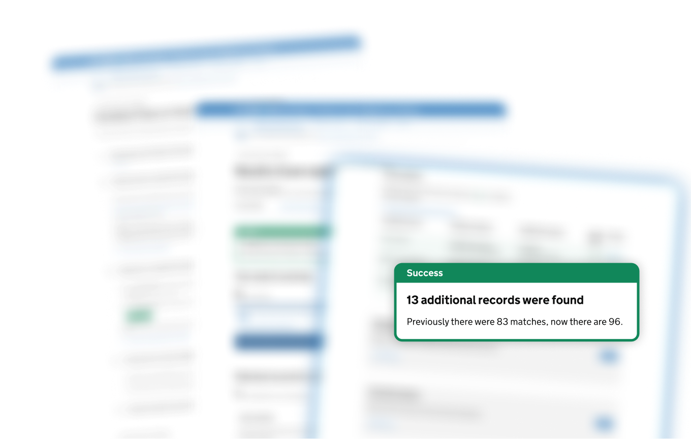 Success banner showing 13 additional records found after fixing failed bulk search results